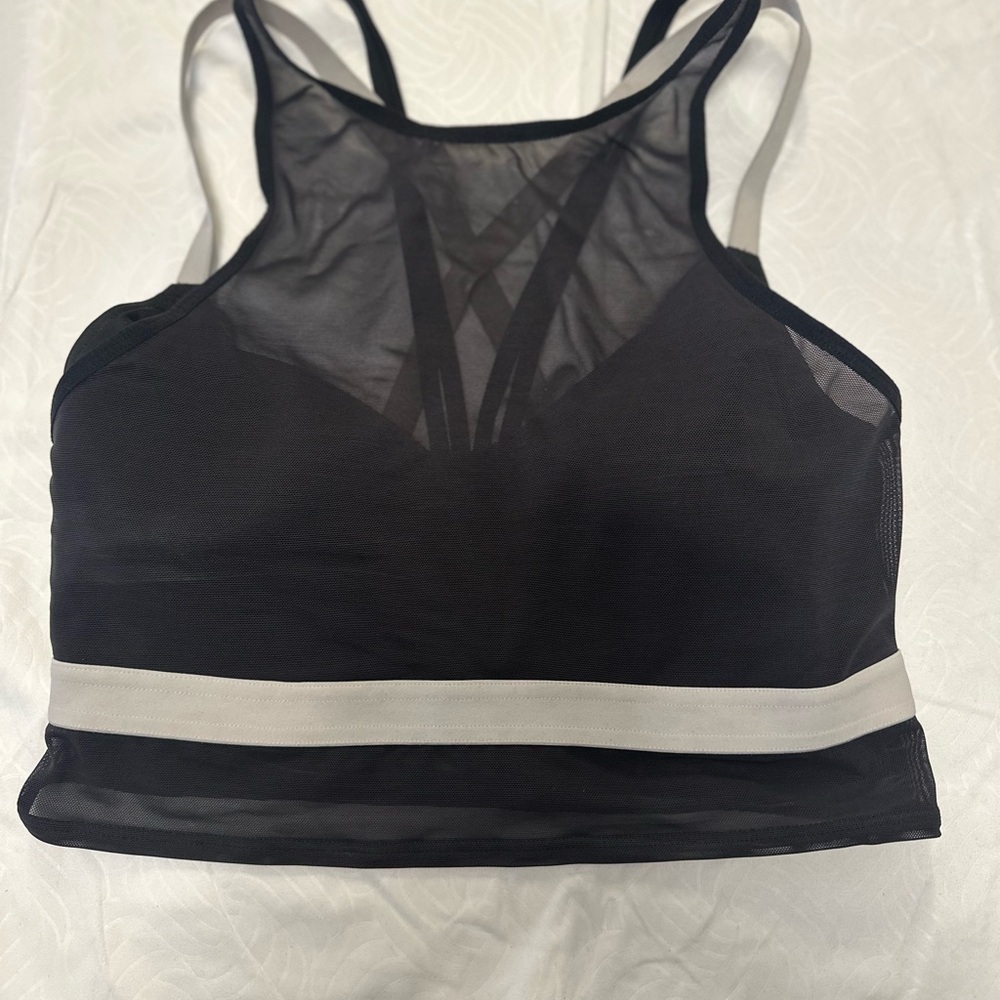 adidas Black and White Sports Bra with Racerback Design